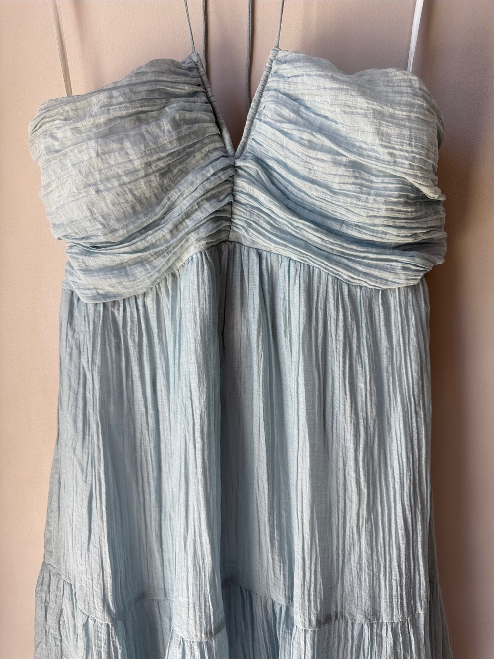 Selfie Leslie Light Blue Halter Tiered Maxi Dress Beach Flowy Spring Summer - Picture 6 of 9